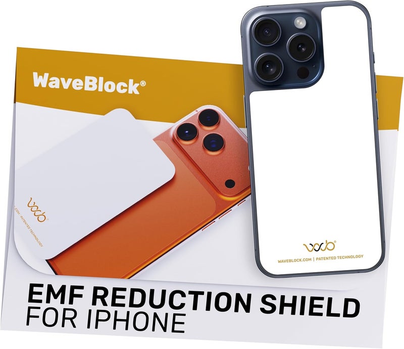WAVEBLOCK EMF Blocker for Cell Phone - Made for iPhone 15 PRO - The Only Patented, Real Scientifically Backed, Lab-Tested 5G-Shield Sticker to Protect You & Your Loved Ones - USA Made White - Image 1